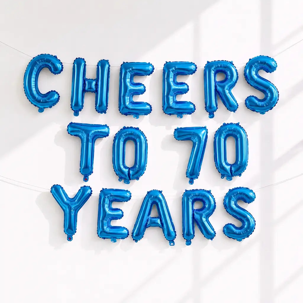 16" Blue CHEERS TO 70 YEARS Foi