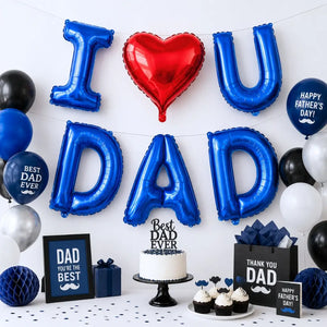 16in I Love U DAD Blue Foil Balloon Banner