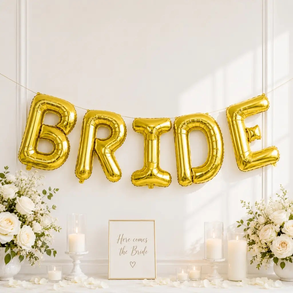 16-inch Gold 'BRIDE' Foil Balloon Banner