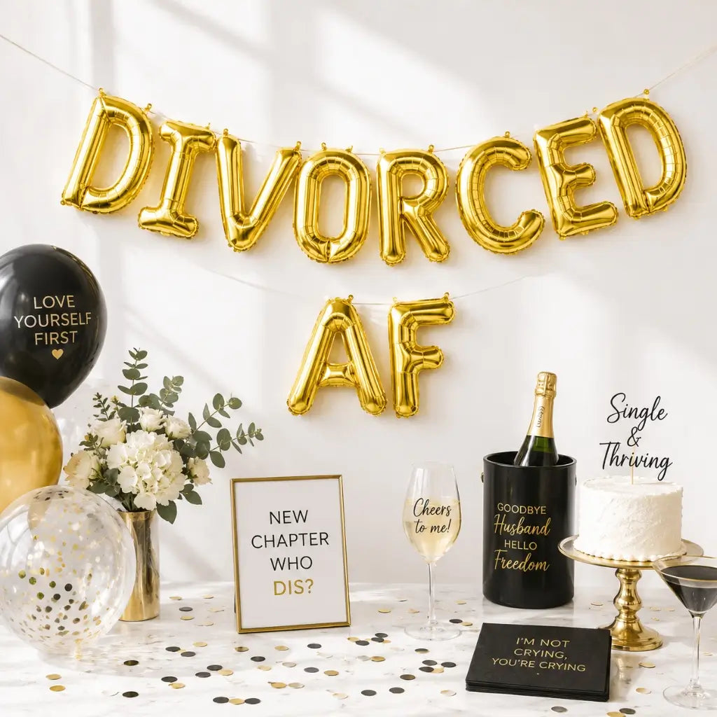 16in Gold DIVORCED AF Foil Balloon Banner