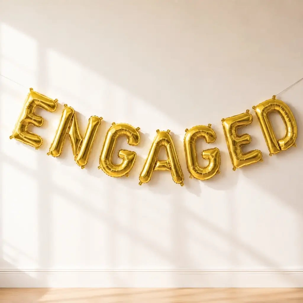 16-inch Gold ENGAGED Foil Balloon Banner