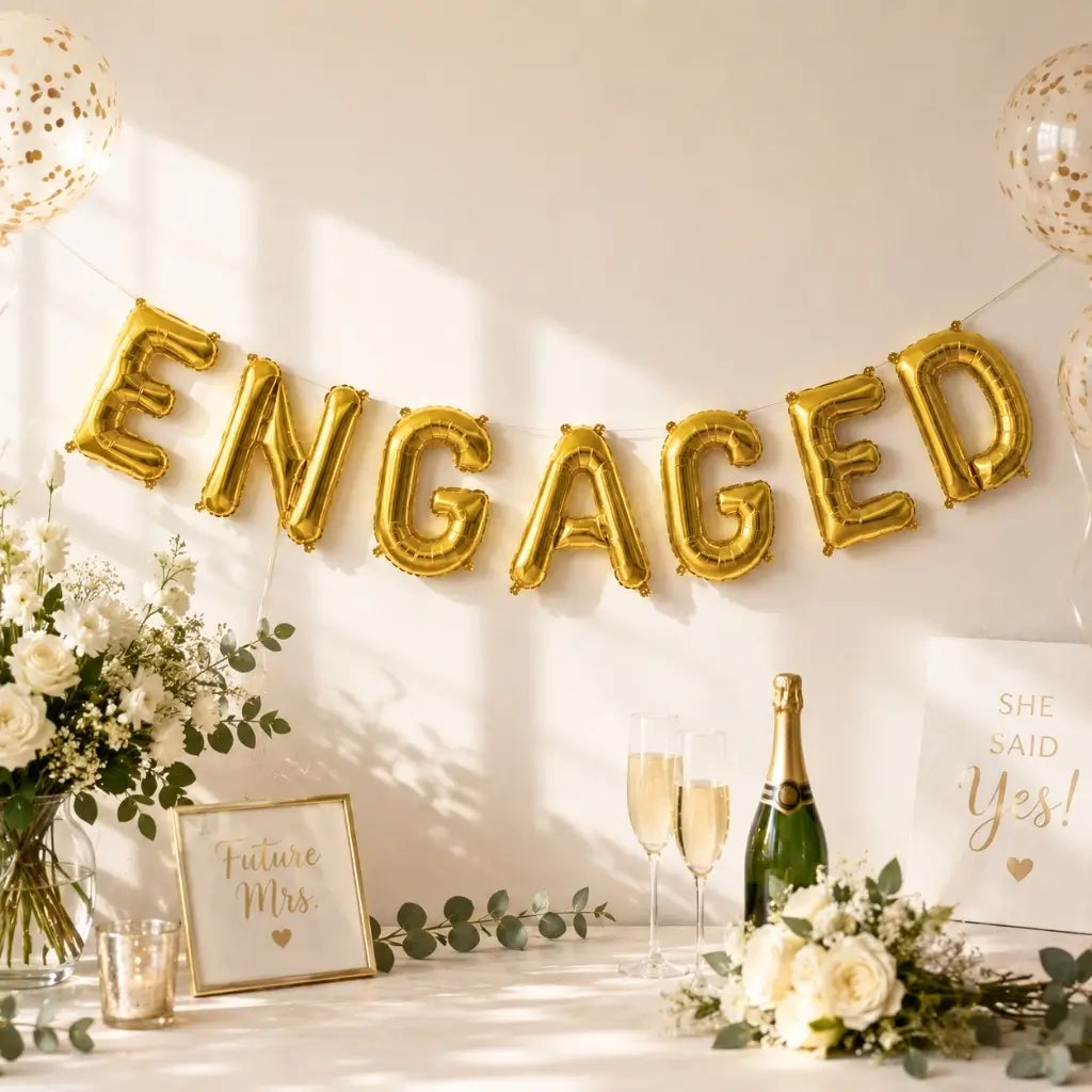 16-inch Gold ENGAGED Foil Balloon Banner