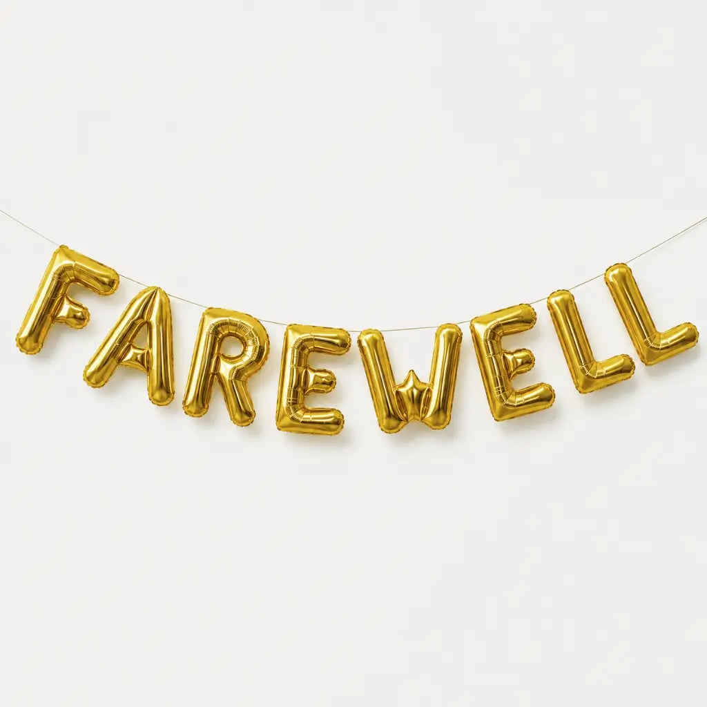 16-inch Gold FAREWELL Foil Letter Balloon Banner