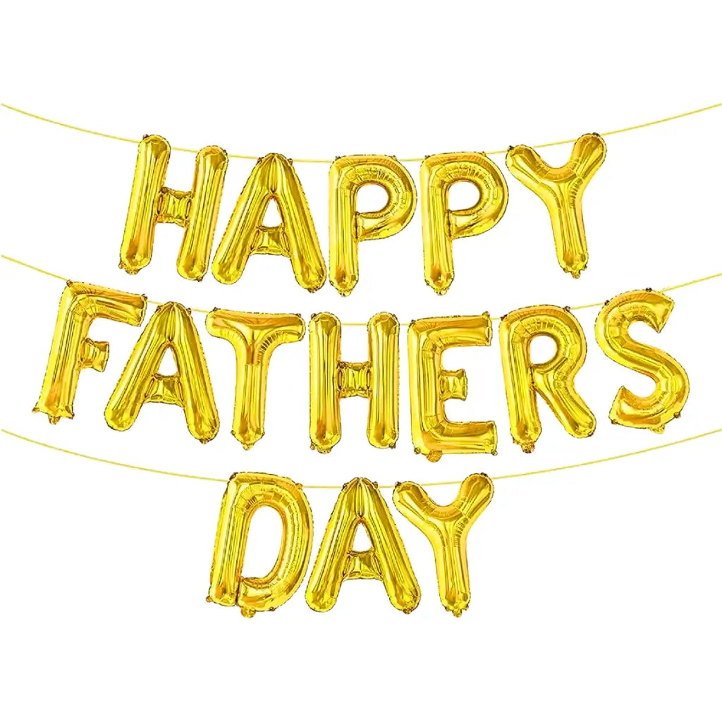 16-inch HAPPY FATHERS DAY Foil Balloon Banner in black, gold, silver & rose gold