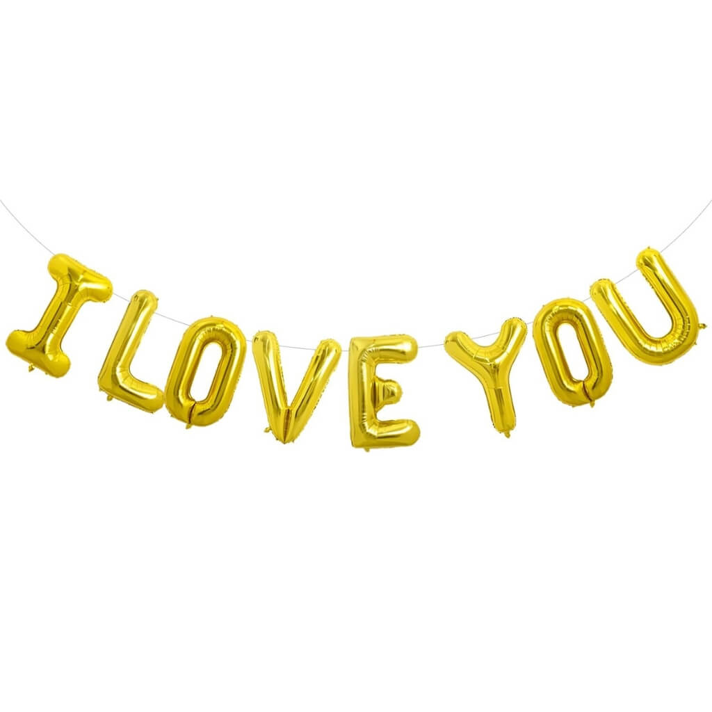 16-inch Gold I LOVE YOU Foil Balloon Banner valentines day proposal decor