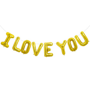 16-inch Gold I LOVE YOU Foil Balloon Banner valentines day proposal decor