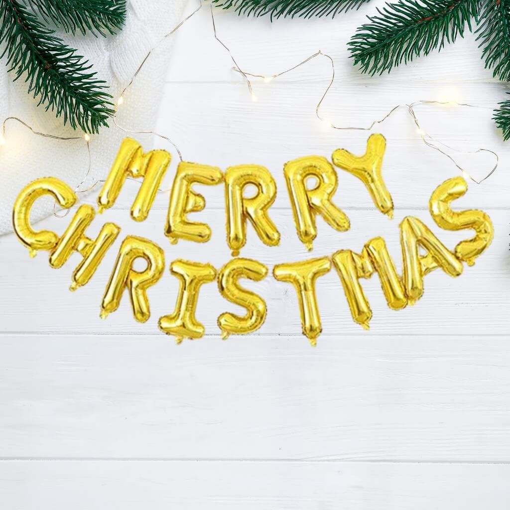 16-inch Gold MERRY CHRISTMAS Foil Balloon Banner