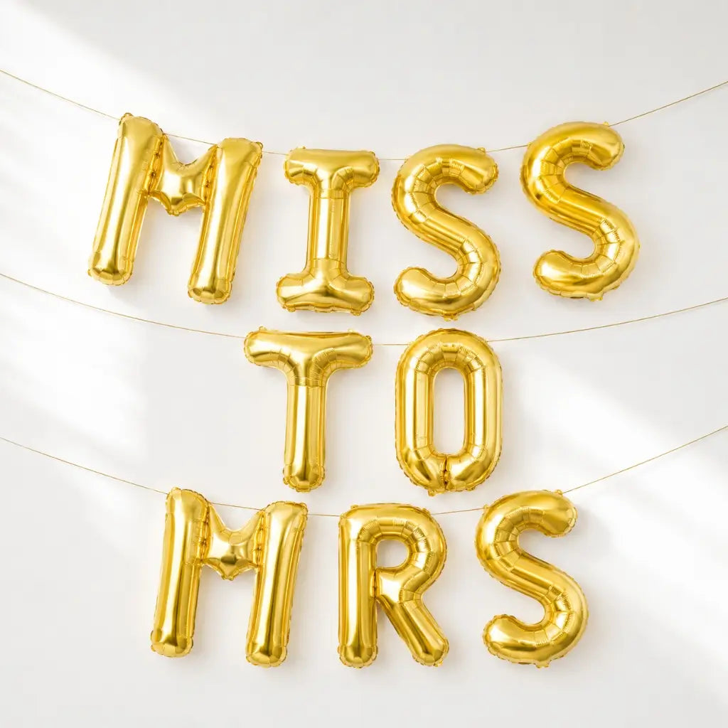 16-inch Gold MISS TO MRS Foil Balloon Banner