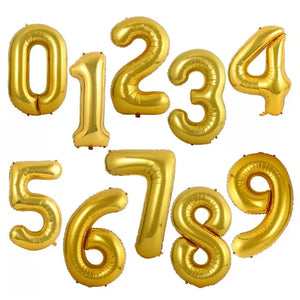 16-inch Gold Number 0-9 Foil Balloon