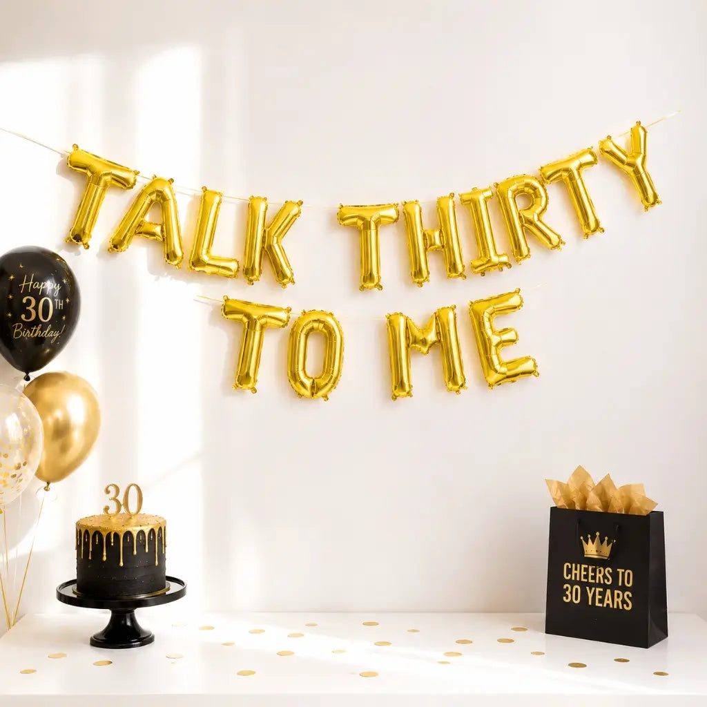 16-inch Gold TALK THIRTY TO ME Foil Balloon Banner