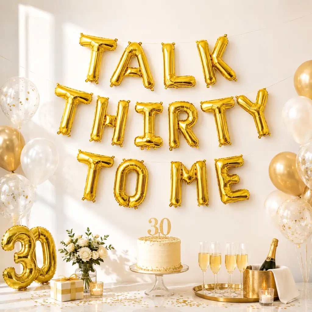 16-inch Gold TALK THIRTY TO ME Foil Balloon Banner