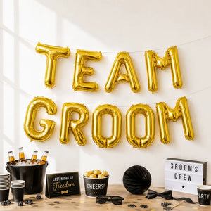 16-inch Gold TEAM GROOM Foil Balloon Banner