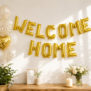 16in Gold WELCOME HOME Foil Balloon Banner
