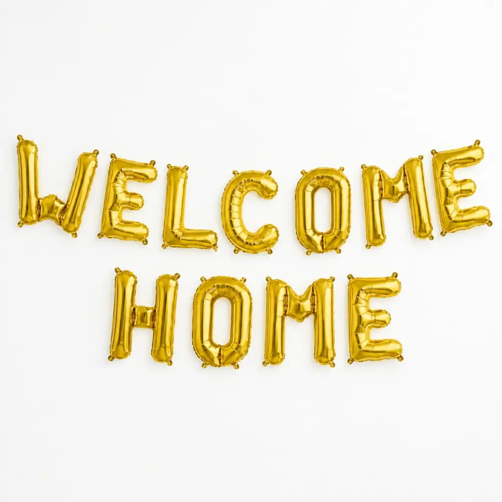 16in Gold WELCOME HOME Foil Balloon Banner