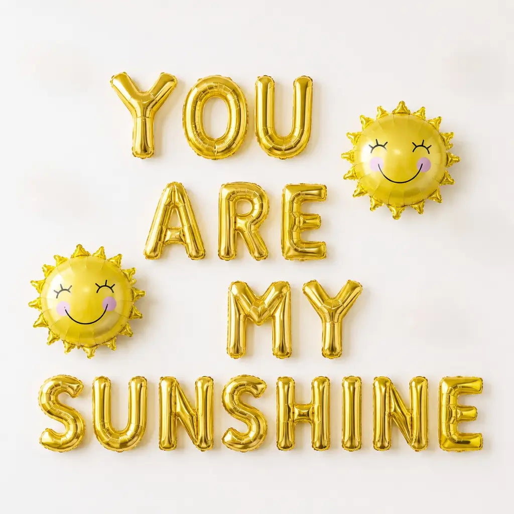 16" Gold YOU ARE MY SUNSHINE with Smiling Sun Foil Balloon