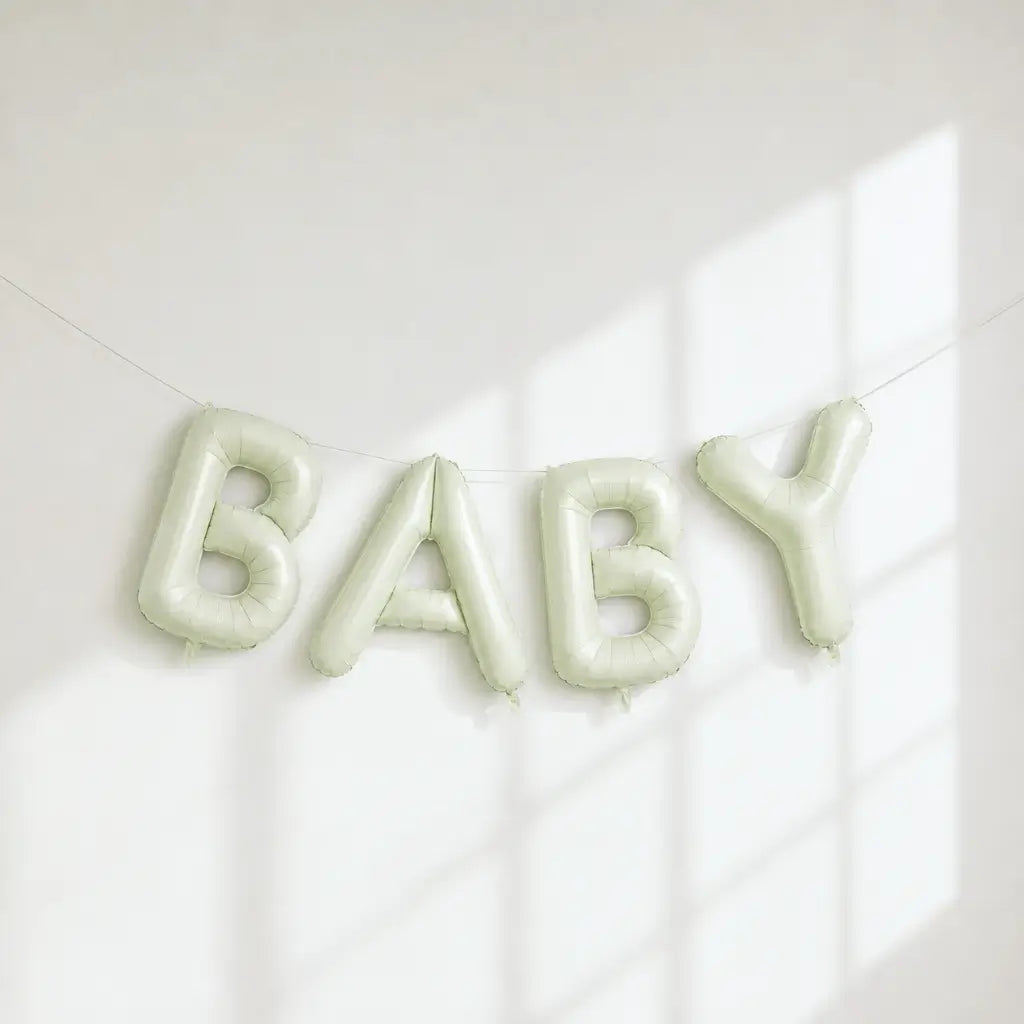 16-inch Matte Cream BABY Foil Balloon Banner
