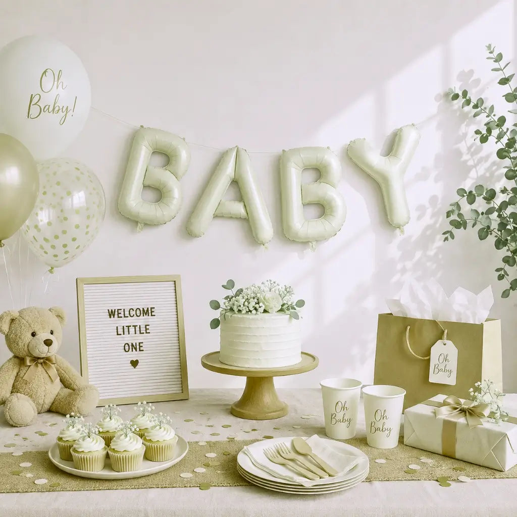 16-inch Matte Cream BABY Foil Balloon Banner