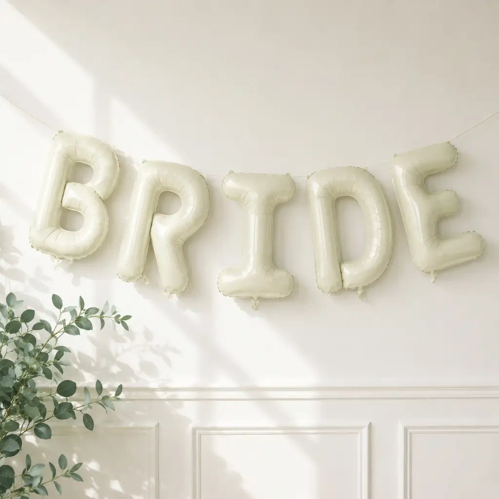 16-inch Cream 'BRIDE' Foil Balloon Banner