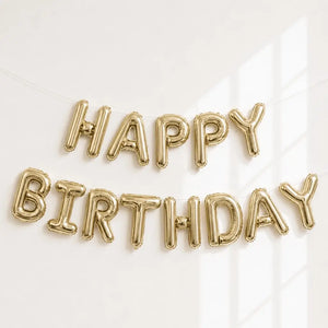 Champagne Gold Happy Birthday Foil Balloon Banner
