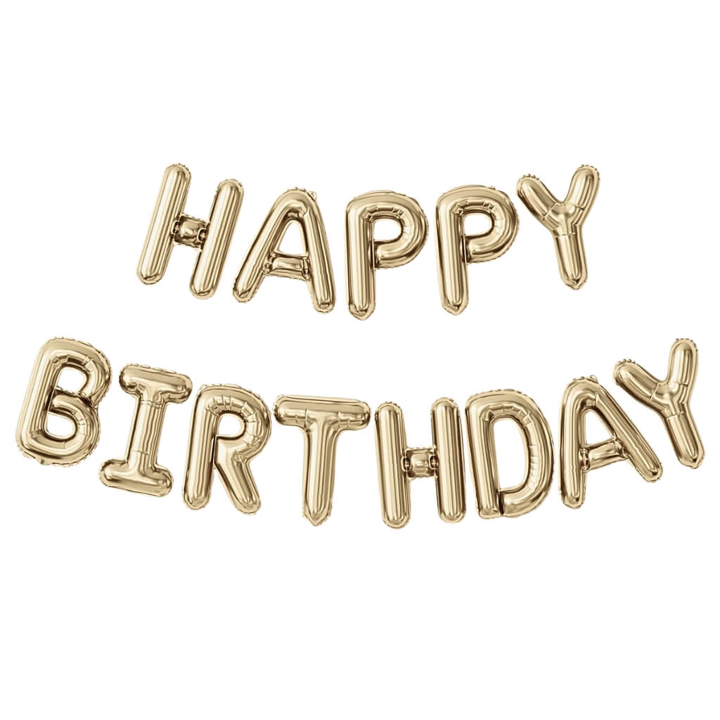 Champagne Gold Happy Birthday Foil Balloon Banner