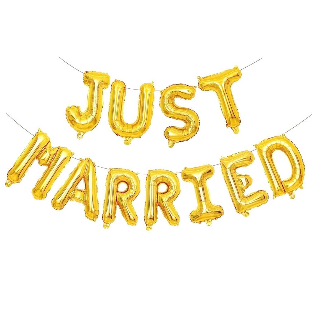 16inch Gold'JUST MARRIED' Foil Balloon Banner wedding party decorations