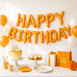 16-inch Orange HAPPY BIRTHDAY Foil Balloon Banner