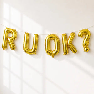 16-inch Gold R U OK? Foil Balloon Banner