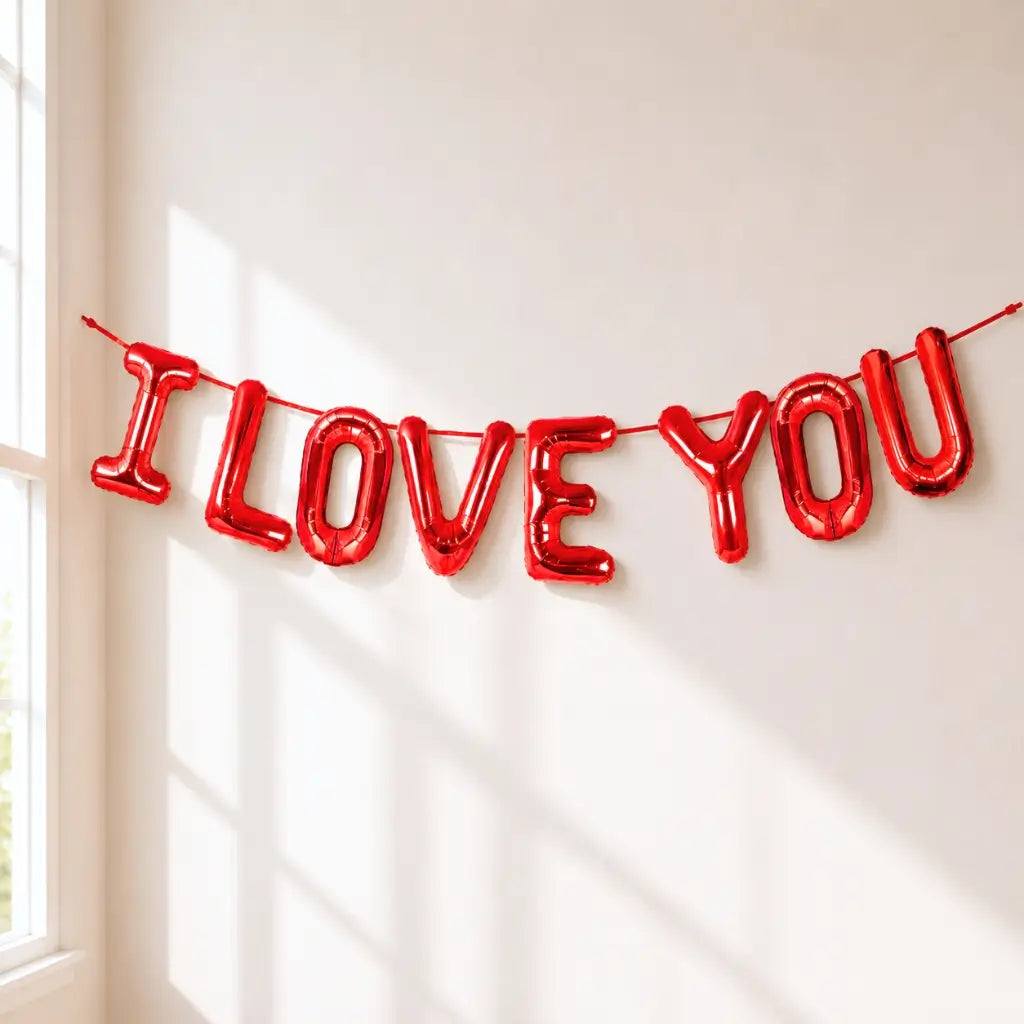 16-inch Red I LOVE YOU Foil Balloon Banner