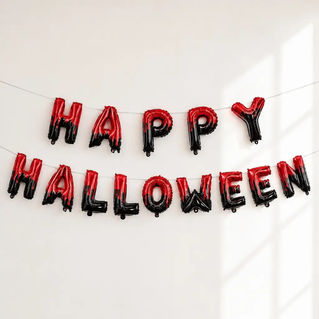 16-inch Red Black Happy Halloween Foil Balloons