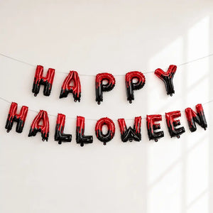 16-inch Red Black Happy Halloween Foil Balloons