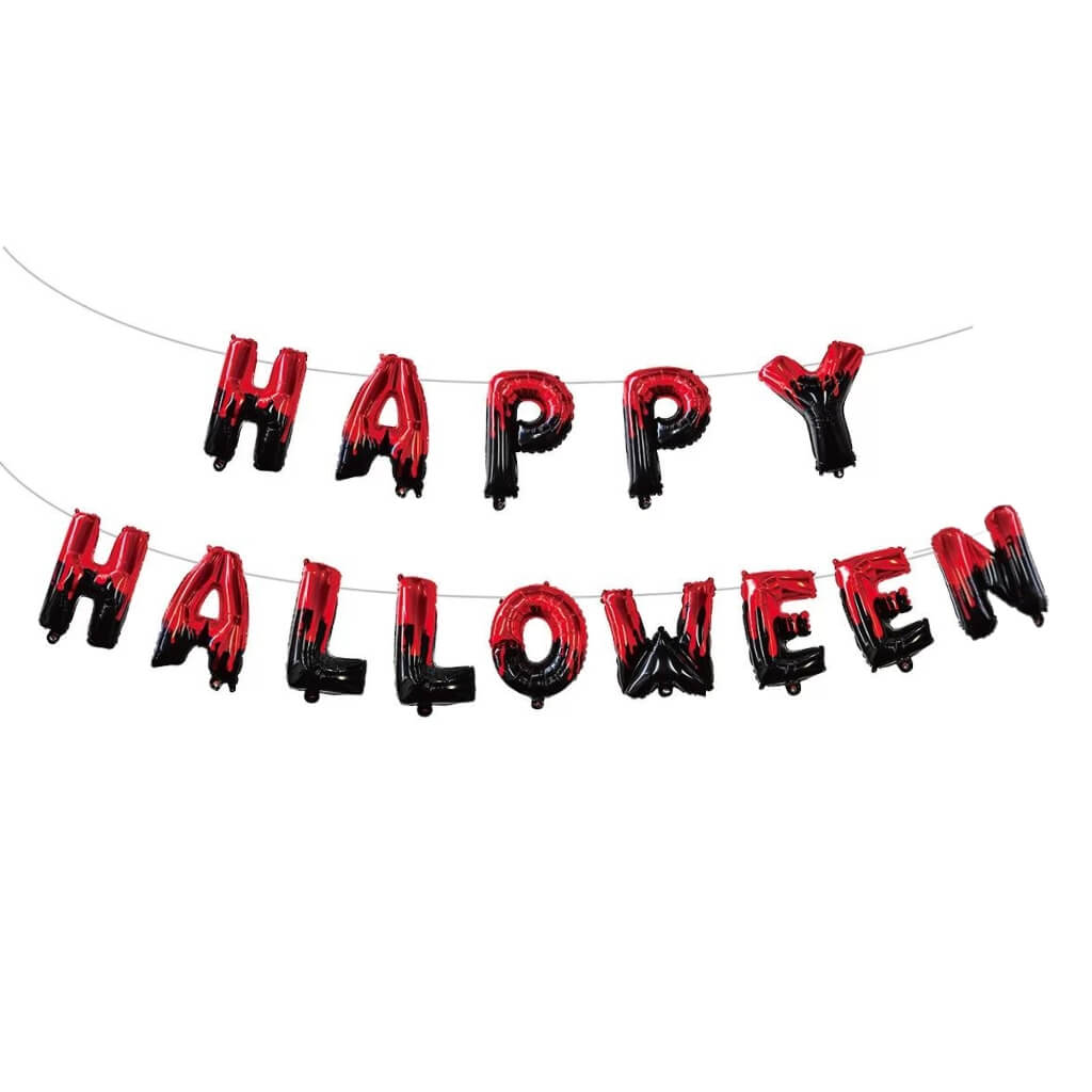 16-inch Red Black Happy Halloween Foil Balloons