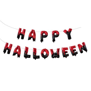 16-inch Red Black Happy Halloween Foil Balloons