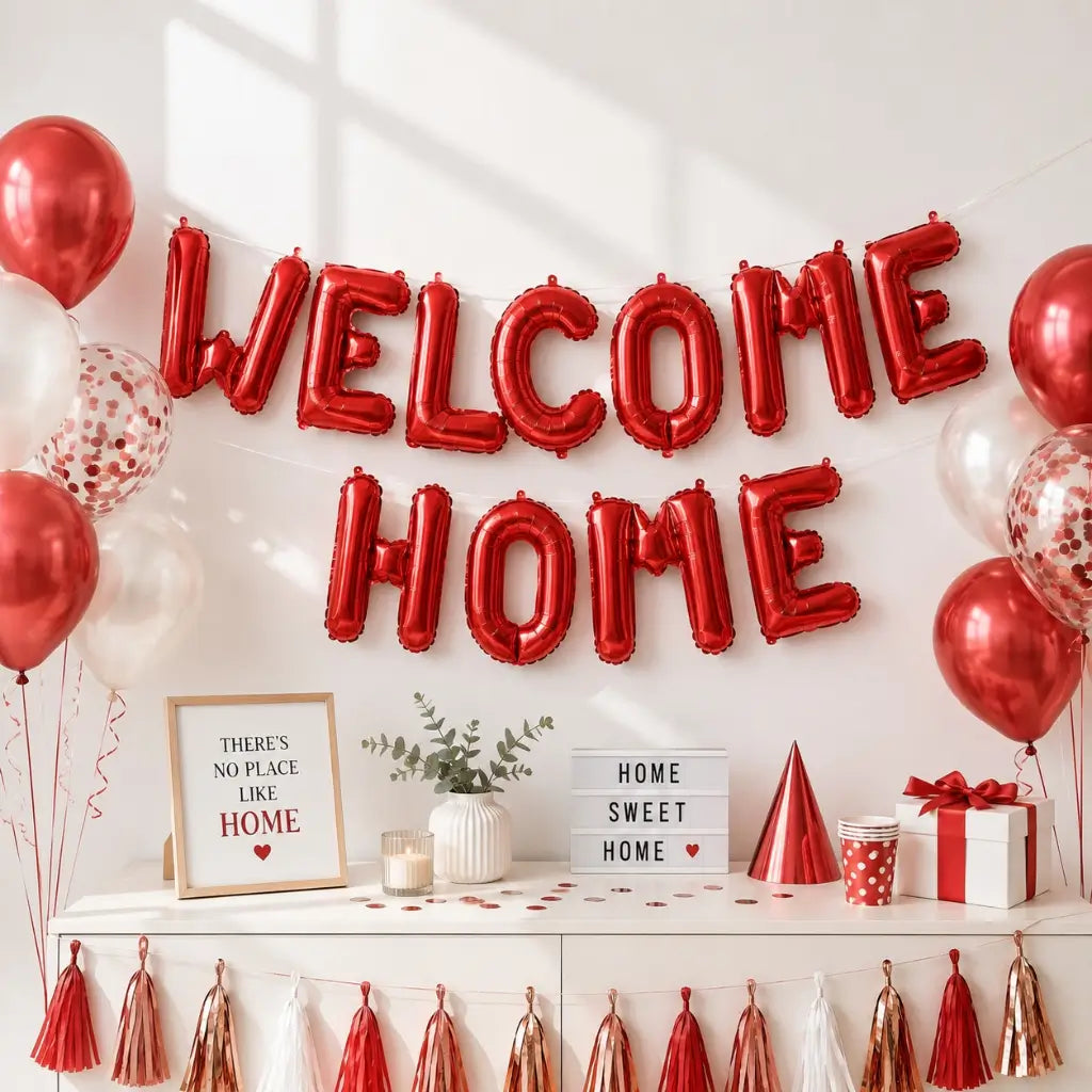 16in Red WELCOME HOME Foil Balloon Banner