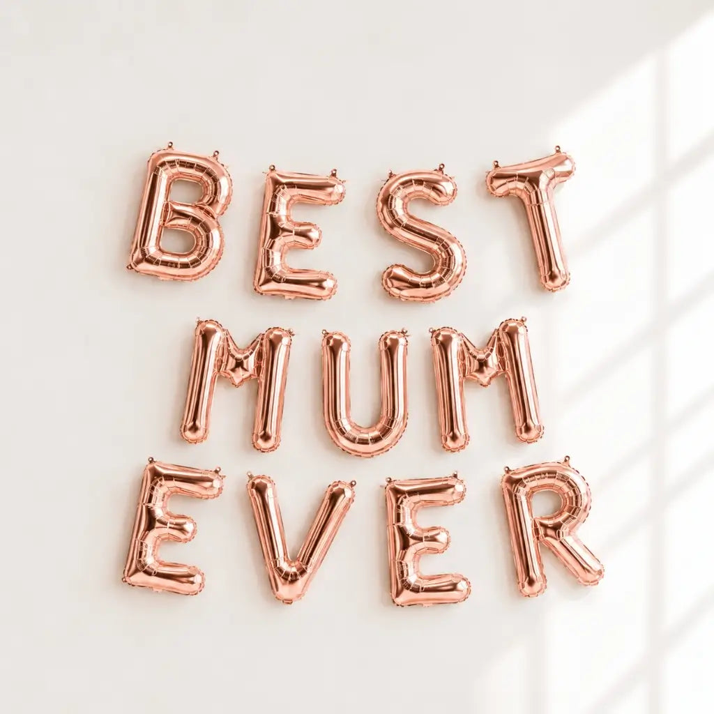 Mother's Day Rose Gold BEST MUM EVER Foil Balloon Banner