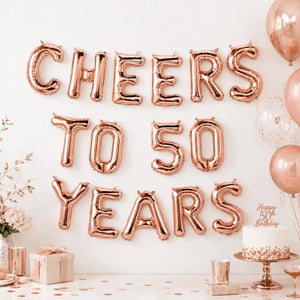 16-inch Rose Gold CHEERS TO 50 YEARS Foil Balloon Banner