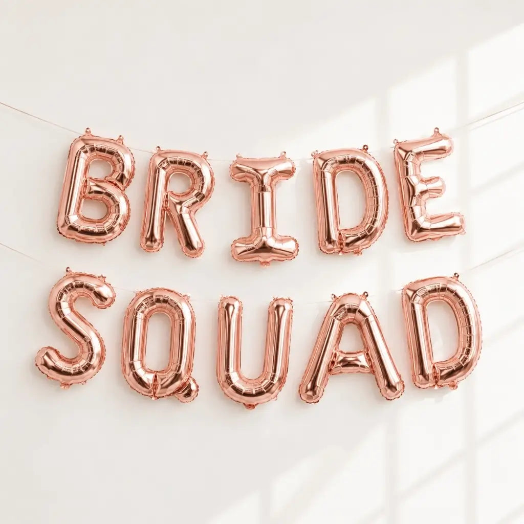 16-inch Rose Gold BRIDE SQUAD Foil Balloon Banner