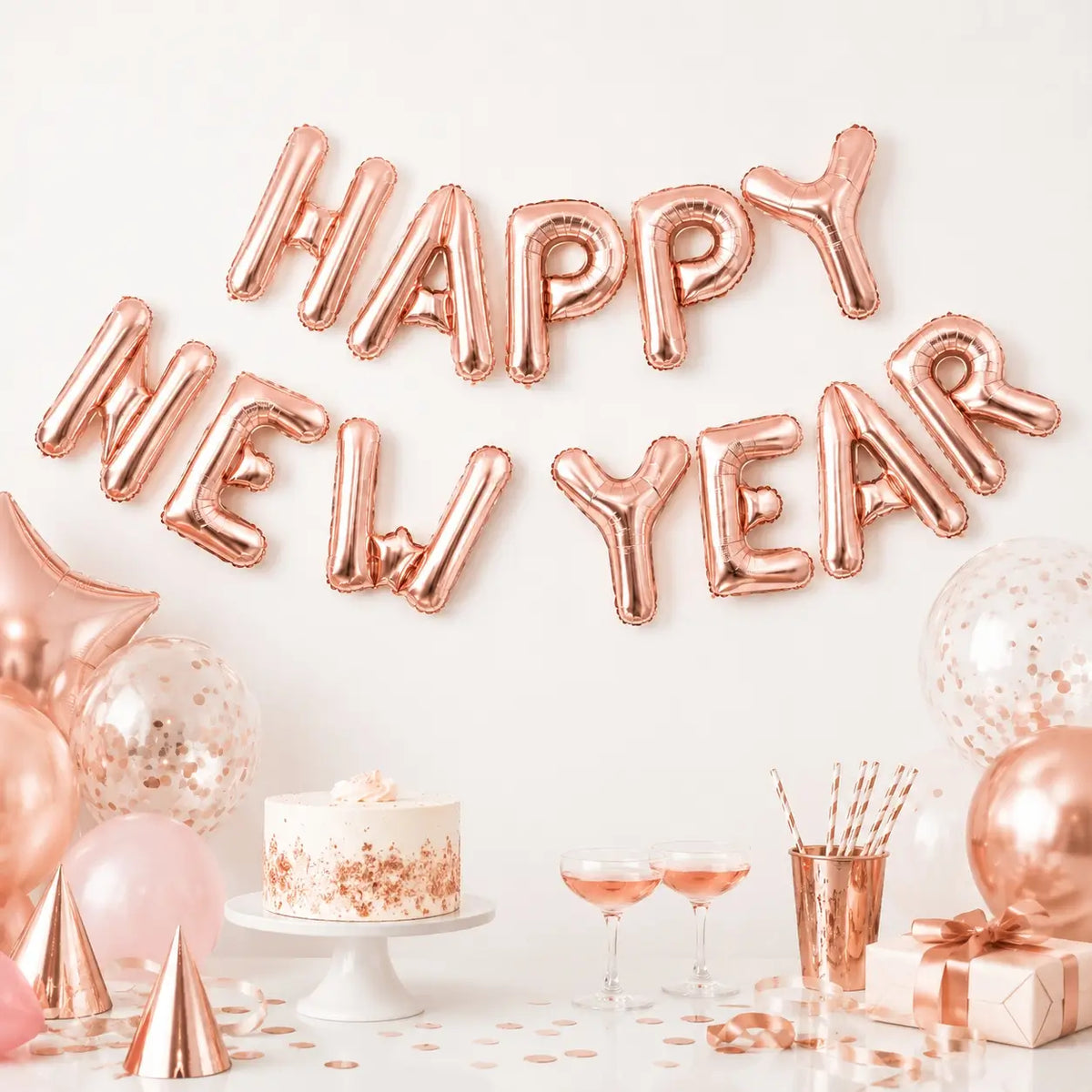 16-inch Rose Gold HAPPY NEW YEAR Foil Balloon Banner