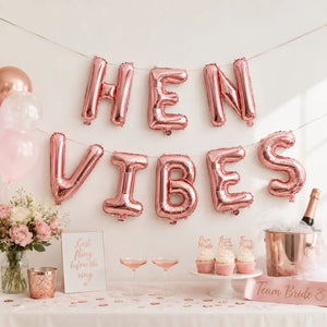 16-inch Rose Gold HEN VIBES Foil Balloon Banner