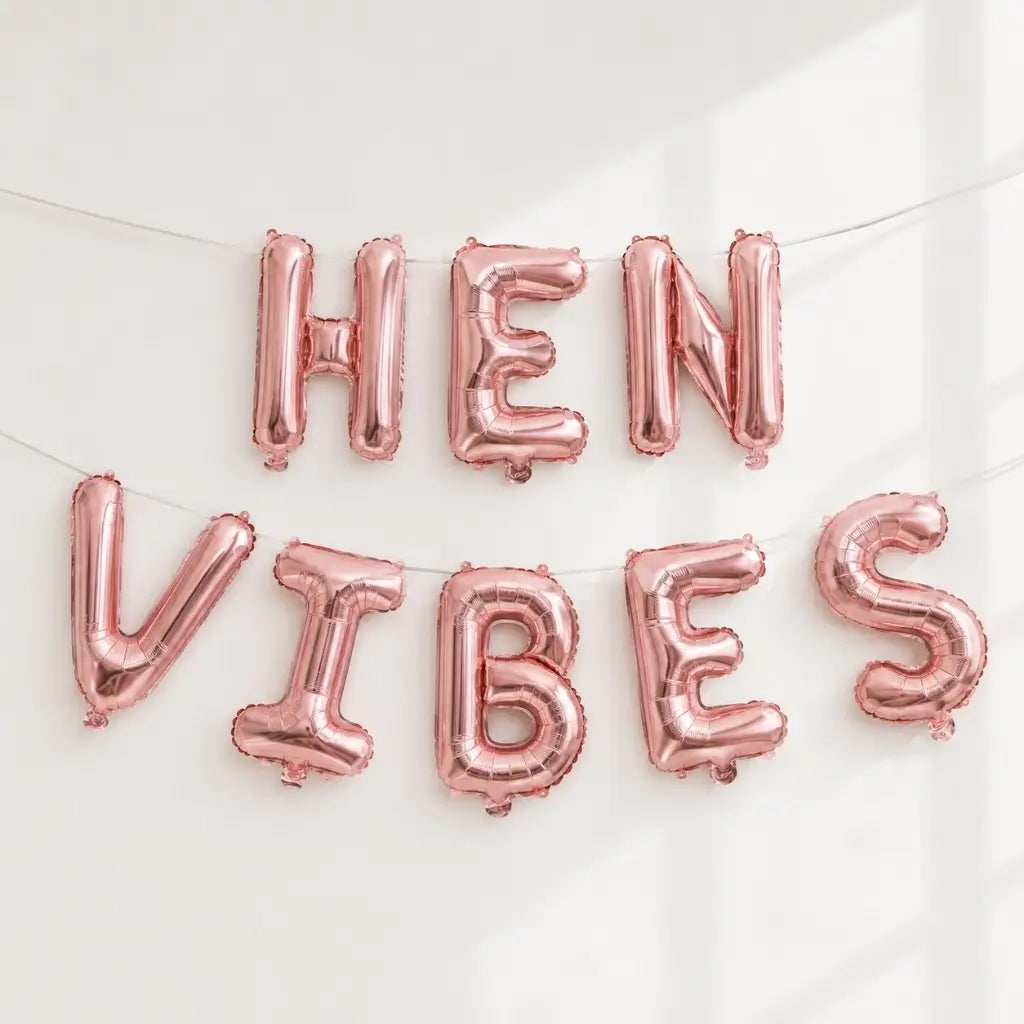 16-inch Rose Gold HEN VIBES Foil Balloon Banner