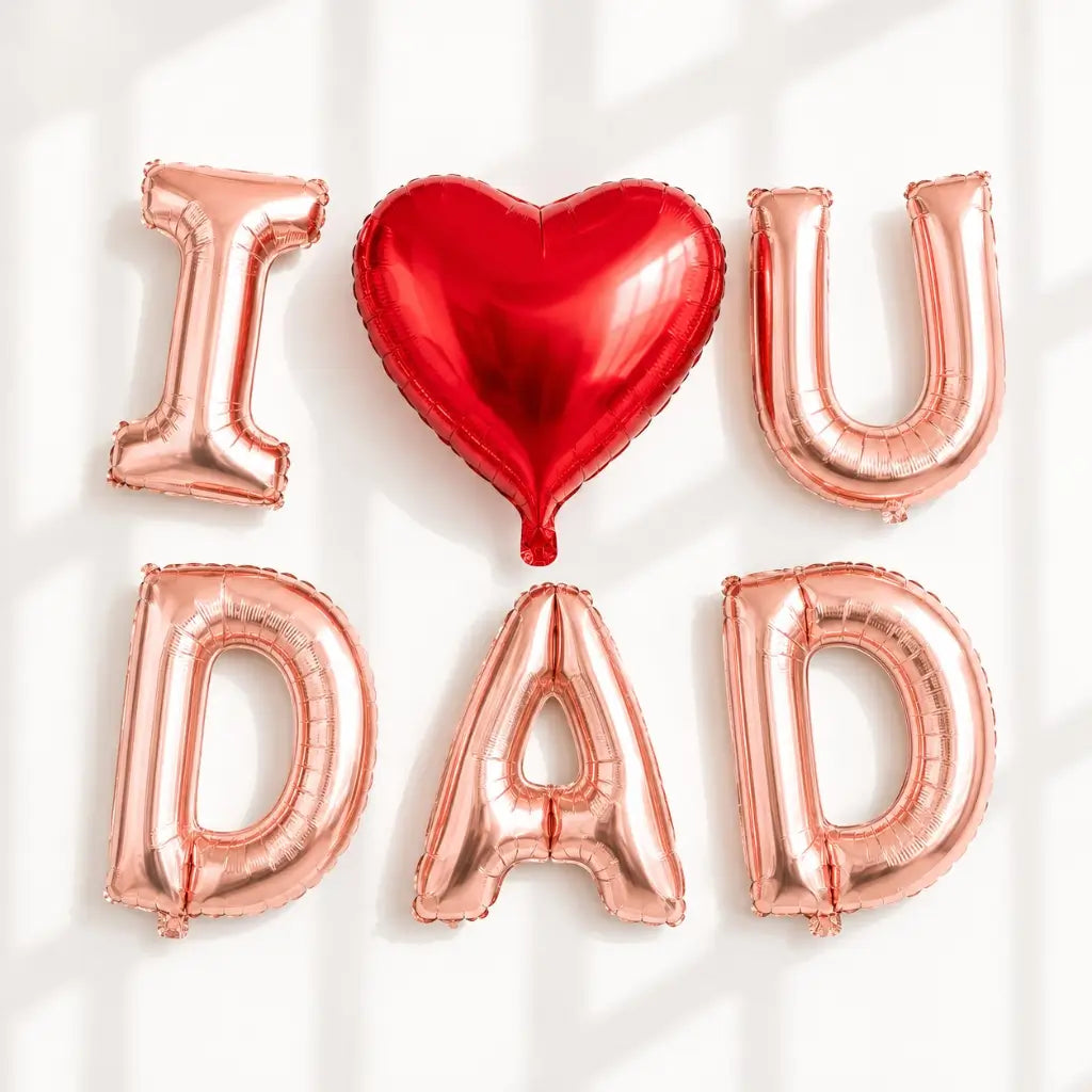 16in I Love U DAD Rose Gold Foil Balloon Banner
