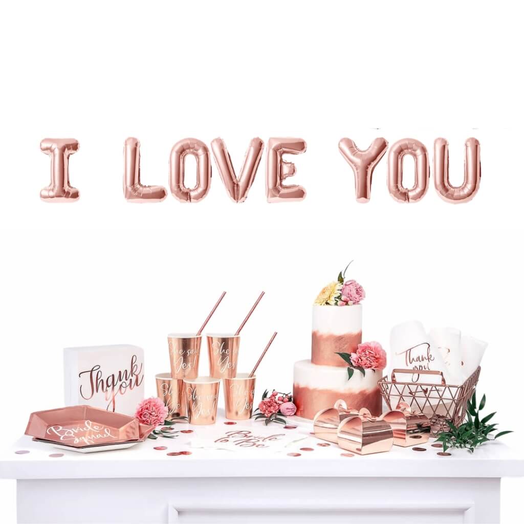 16-inch Rose Gold 'I LOVE YOU' Foil Balloon Banner proposal mothes day valentines day decorations