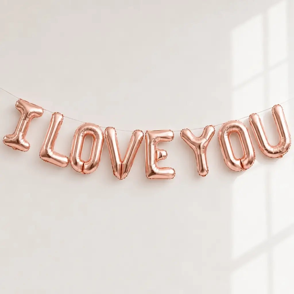 16-inch Rose Gold 'I LOVE YOU' Foil Balloon Banner