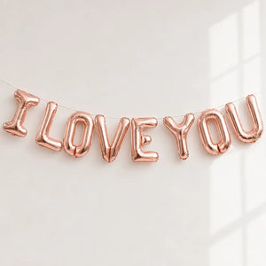 16-inch Rose Gold 'I LOVE YOU' Foil Balloon Banner