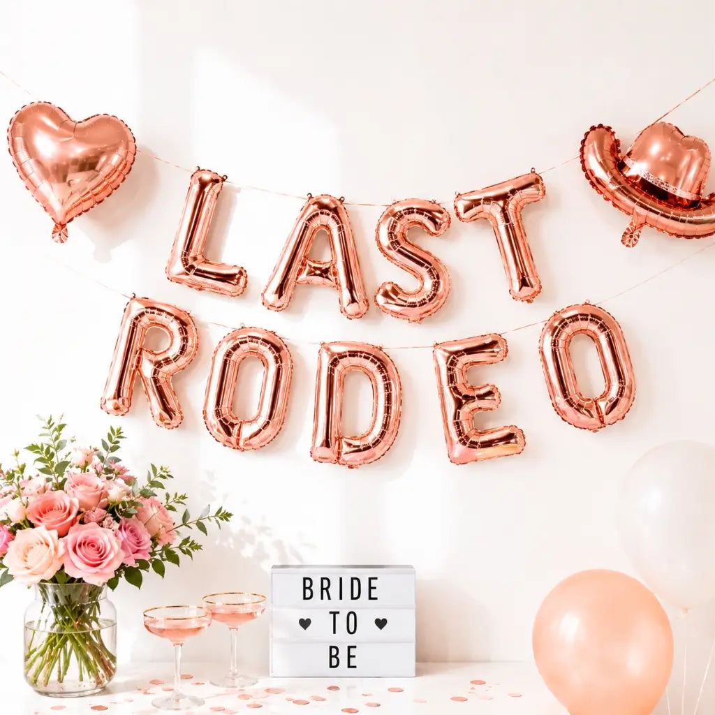 16-inch Rose Gold LAST RODEO Foil Balloon Banner