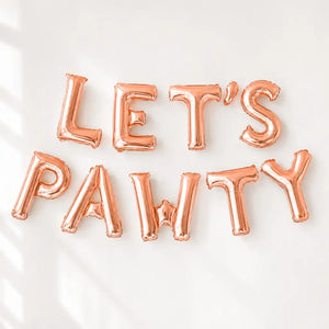 16-inch Rose Gold LETS PAWTY Foil Balloon Banner