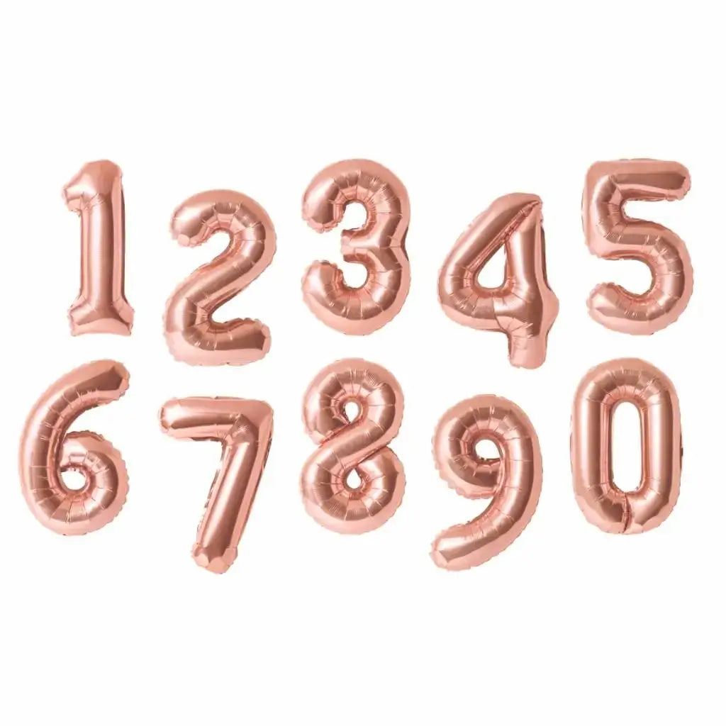 16-inch Rose Gold Number 0-9 Foil Balloon