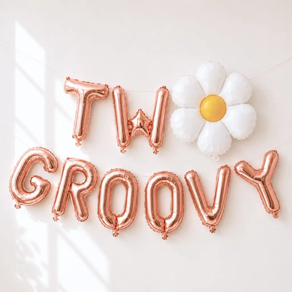 16in Rose Gold TWO GROOVY Daisy Foil Balloon Banner