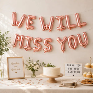 16in Rose Gold WE WILL MISS YOU Foil Balloon Banner