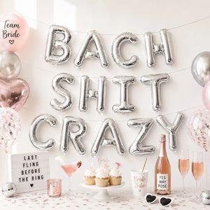 16-inch Silver BACH SHIT CRAZY Foil Balloon Banner&nbsp;
