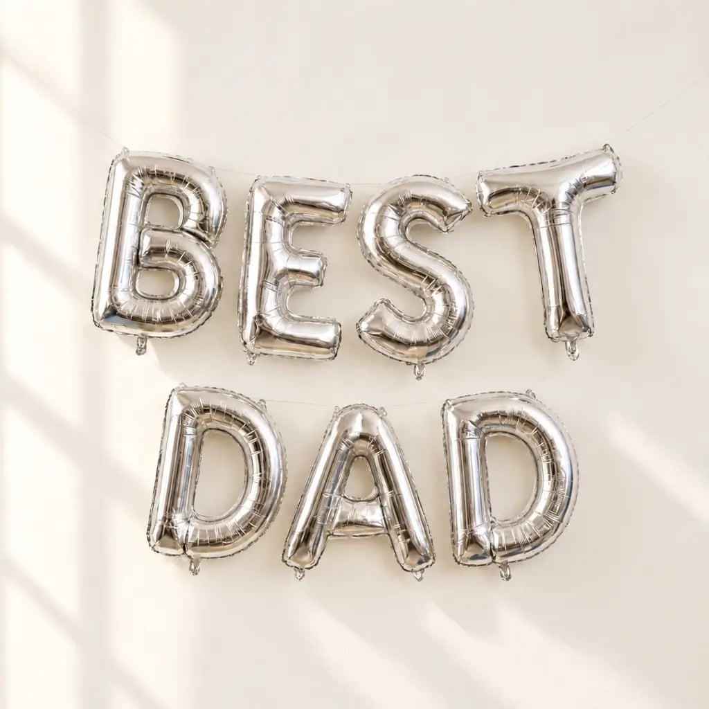 16-inch Silver BEST DAD Foil Balloon Banner
